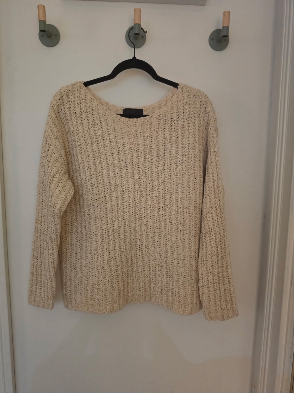Zara Cream Chunky Crewneck Sweater